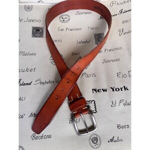 Levi's Men's Full Grain‎ Bovine Leather Belt Size 90/36 Brown Silver Buckle